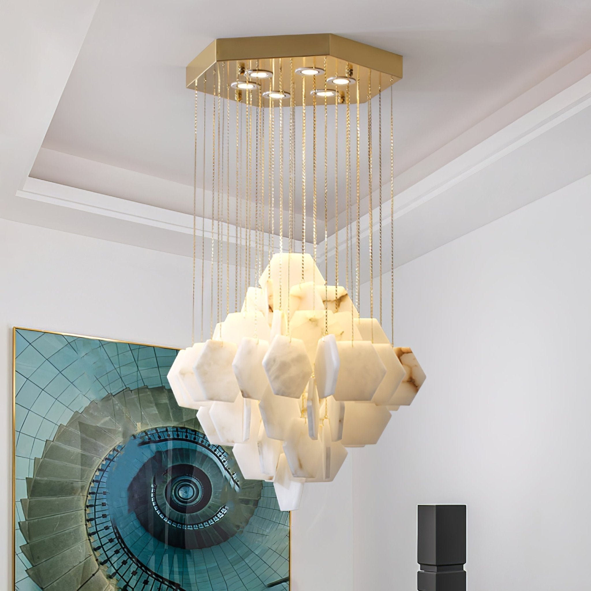 Hexa Alabaster Cascade Chandelier - Zonesus