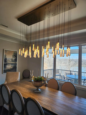 Solitaire Crystal Linear Chandelier 37" 50" 60'' 70" 87" 120''W - Zonesus