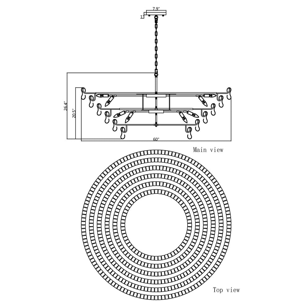 Ghiaccio Round Chandelier36" 48" 60" - Zonesus