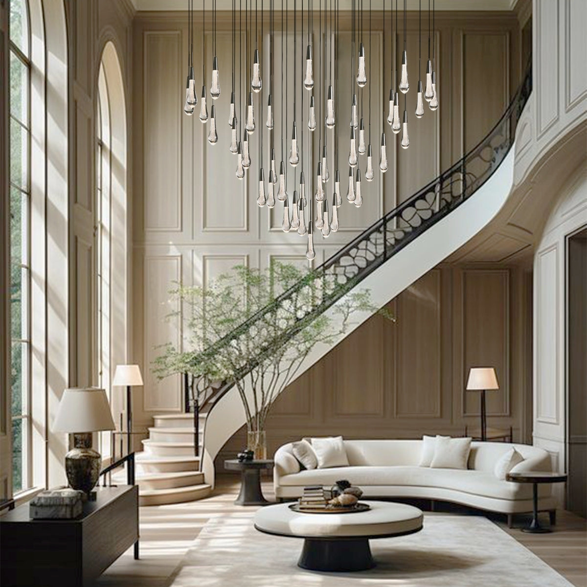 Solitaire Round Chandelier 38"D - Zonesus