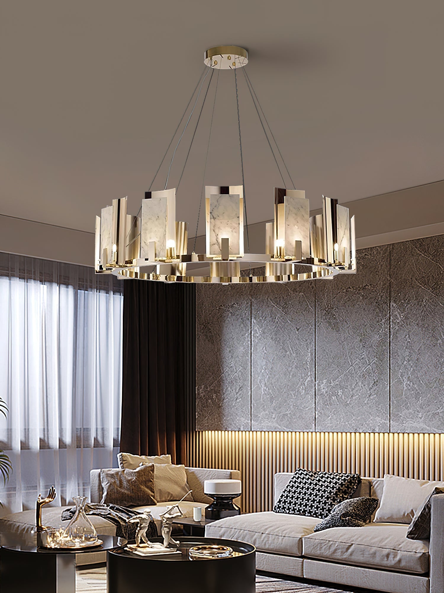 Jessie Alabaster Round Chandelier - Zonesus