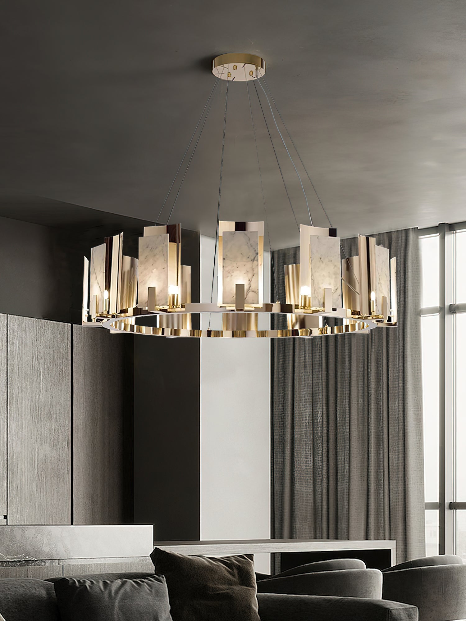 Jessie Alabaster Round Chandelier - Zonesus