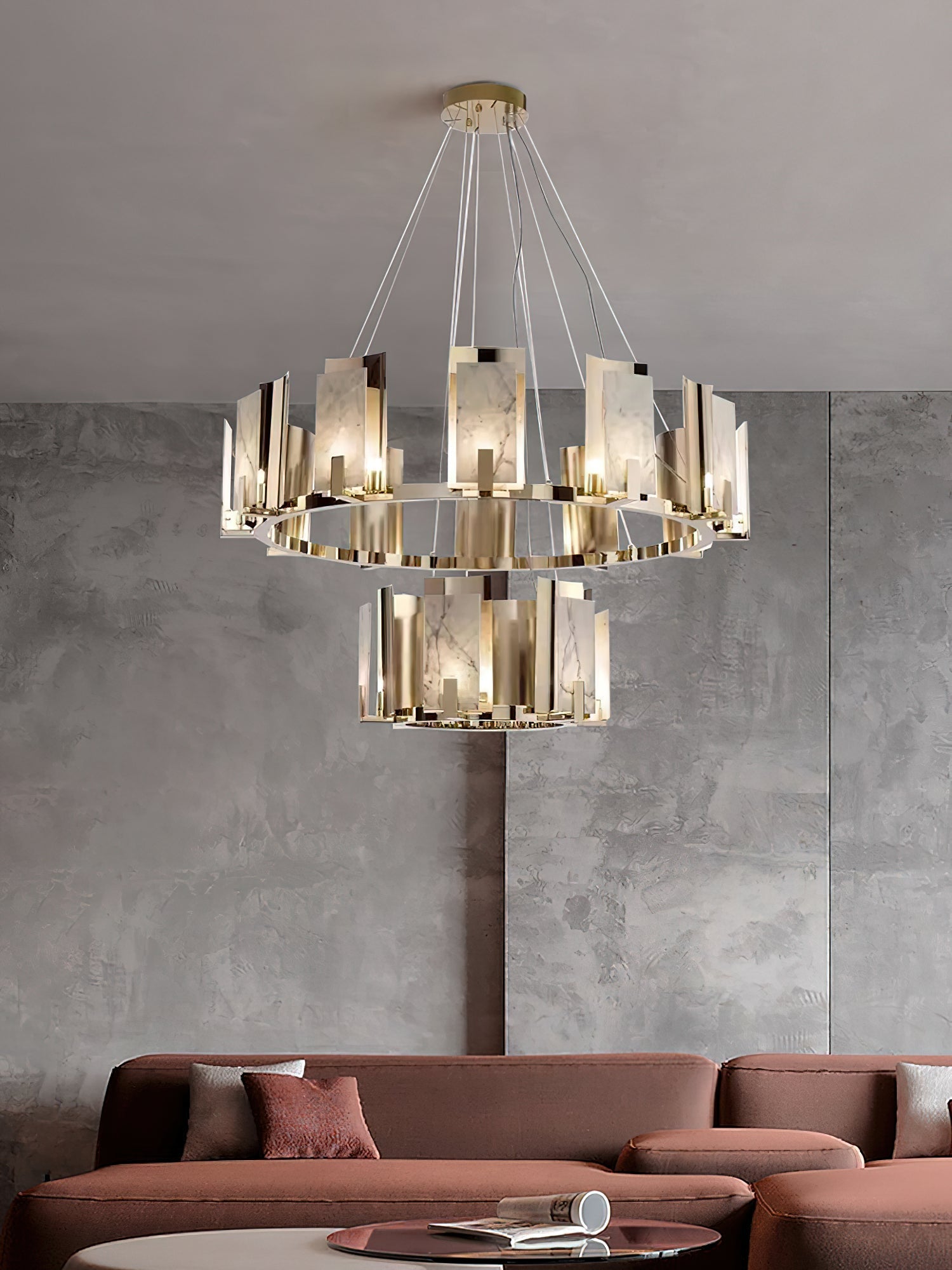 Jessie Alabaster Round Chandelier - Zonesus