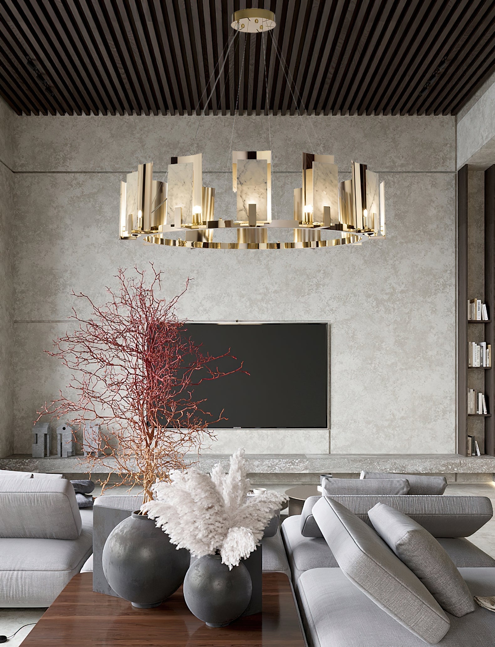 Jessie Alabaster Round Chandelier - Zonesus