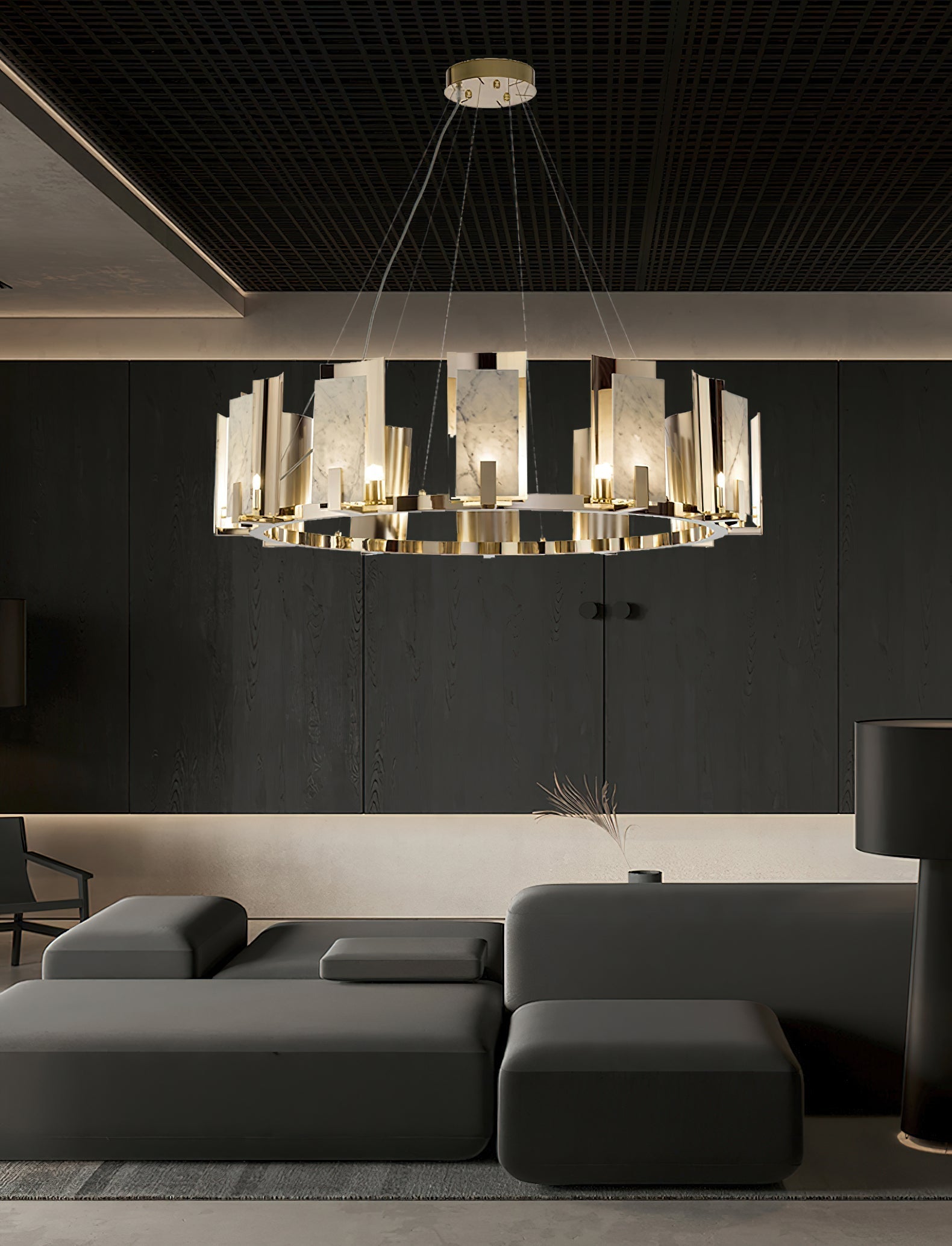 Jessie Alabaster Round Chandelier - Zonesus
