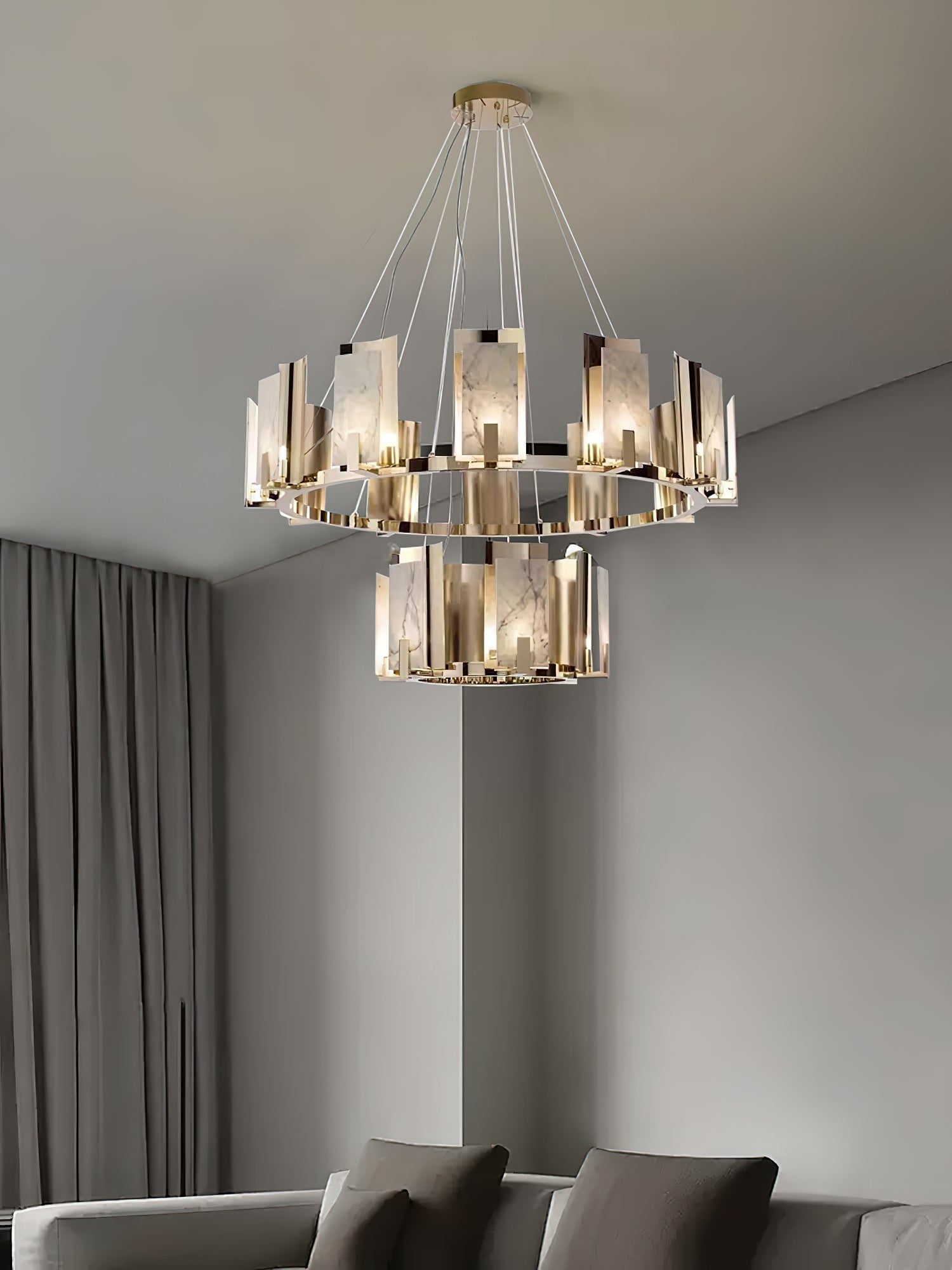 Jessie Alabaster Round Chandelier - Zonesus