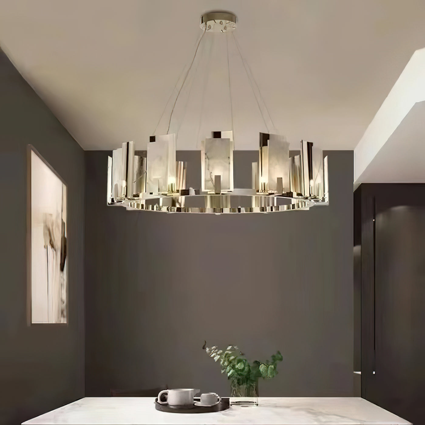 Jessie Alabaster Round Chandelier - Zonesus