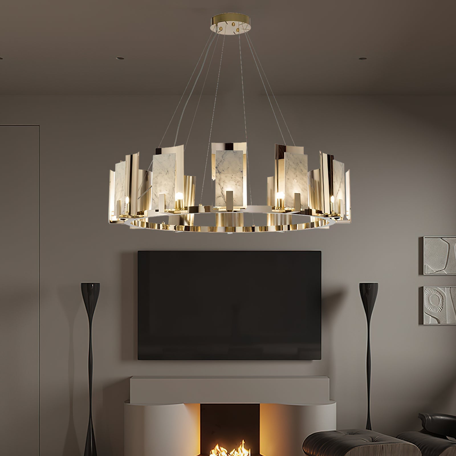 Jessie Alabaster Round Chandelier - Zonesus