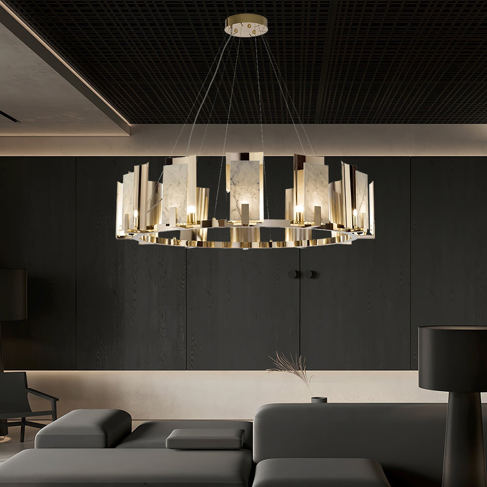 Jessie Alabaster Round Chandelier - Zonesus