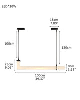 Up & Down Lighting Linear Brown Leather Alabaster Linear Pendant Lights Long 39“ 47”