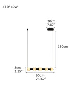 Modern Roller Alabaster Ring LED 120cm Black Strip Linear Pendant Light Wide 41" for dining room