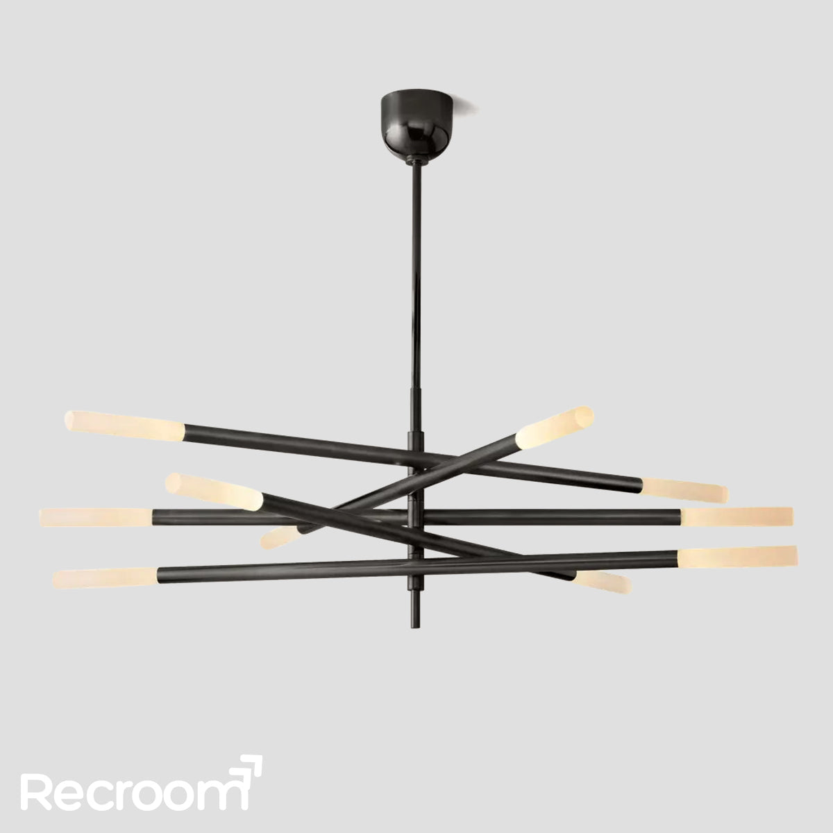 Rusell 10-Light Mobile Etched Rod Chandelier 54" - Zonesus