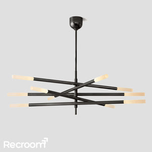 Rusell 10-Light Mobile Etched Rod Chandelier 54" - Zonesus
