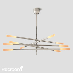 Rusell 10-Light Mobile Etched Rod Chandelier 54" - Zonesus