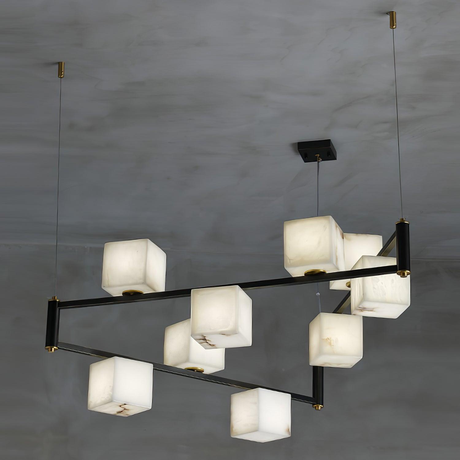 Alabaster Square Box Chandelier - Zonesus