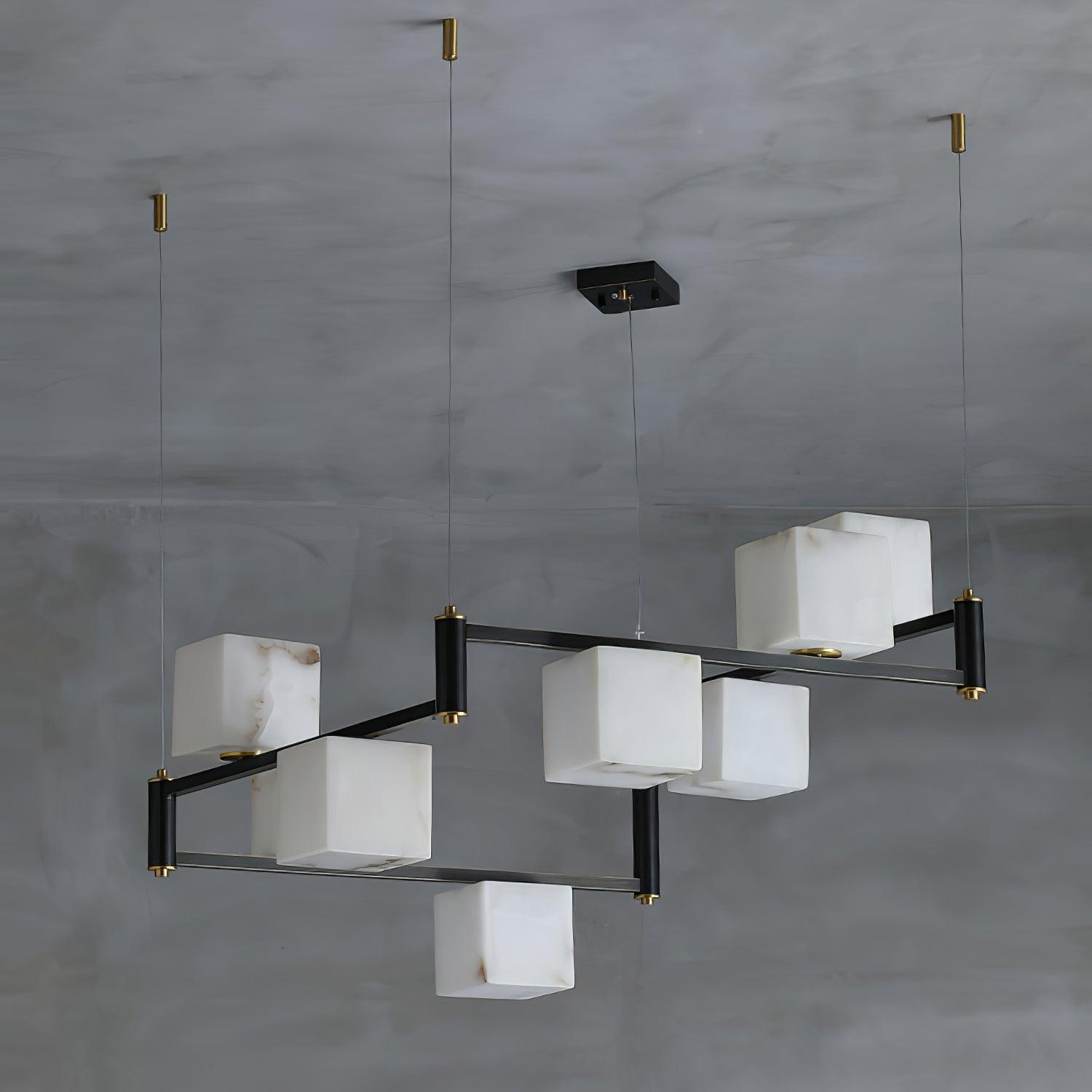 Alabaster Square Box Chandelier - Zonesus