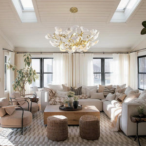 Modern Ceramic Ginkgo Leaf Branches Chandelier - Zonesus