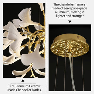 Modern Ceramic Ginkgo Leaf Branches Chandelier - Zonesus