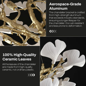 Modern Ceramic Ginkgo Leaf Branches Chandelier - Zonesus