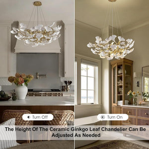 Modern Ceramic Ginkgo Leaf Branches Chandelier - Zonesus