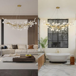 Modern Ceramic Ginkgo Leaf Branches Chandelier - Zonesus