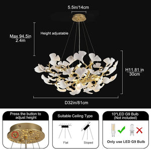Modern Ceramic Ginkgo Leaf Branches Chandelier - Zonesus
