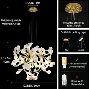 Modern Ceramic Ginkgo Leaf Branches Chandelier - Zonesus
