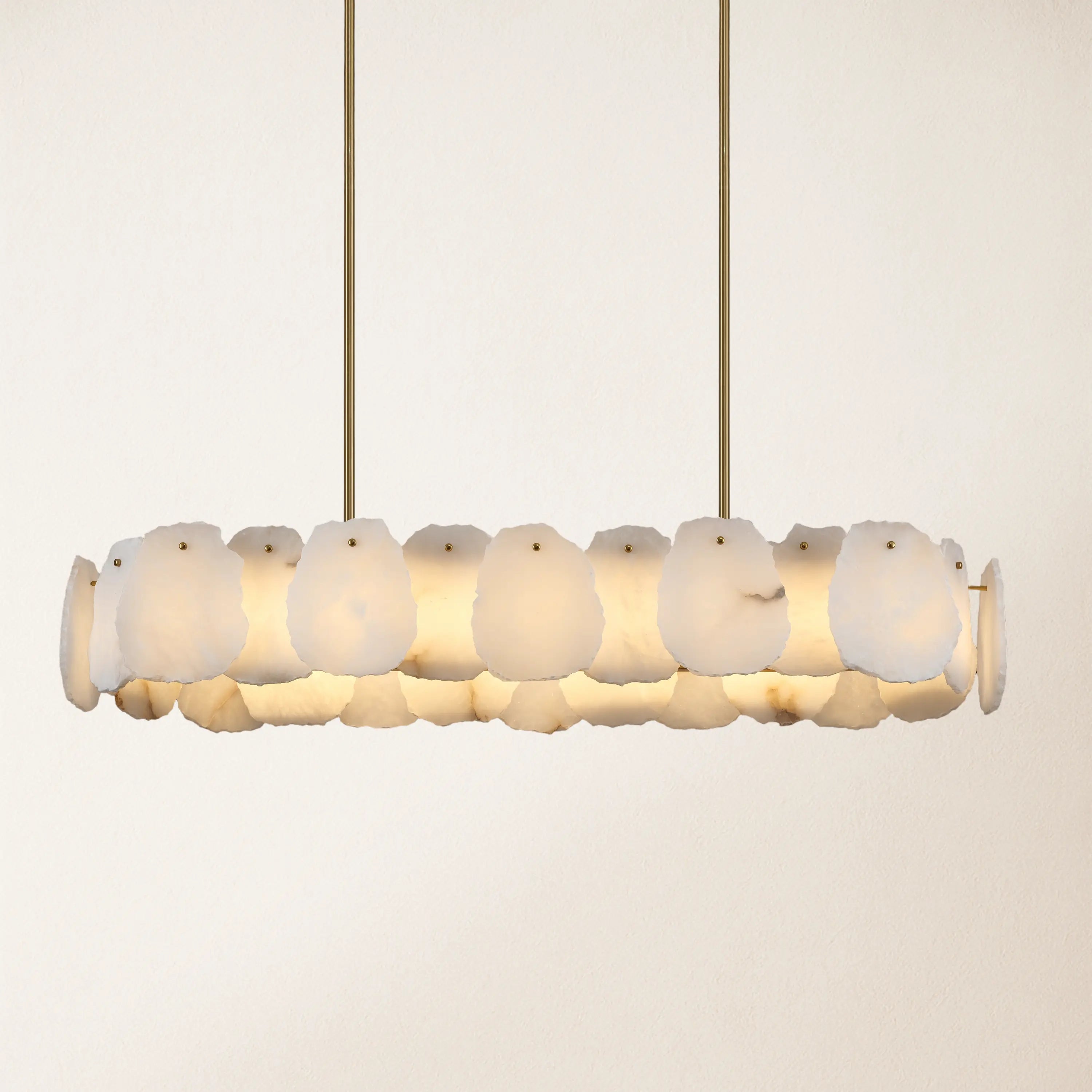 Moira Alabaster Oval Chandelier 43"W#Finish_Gold