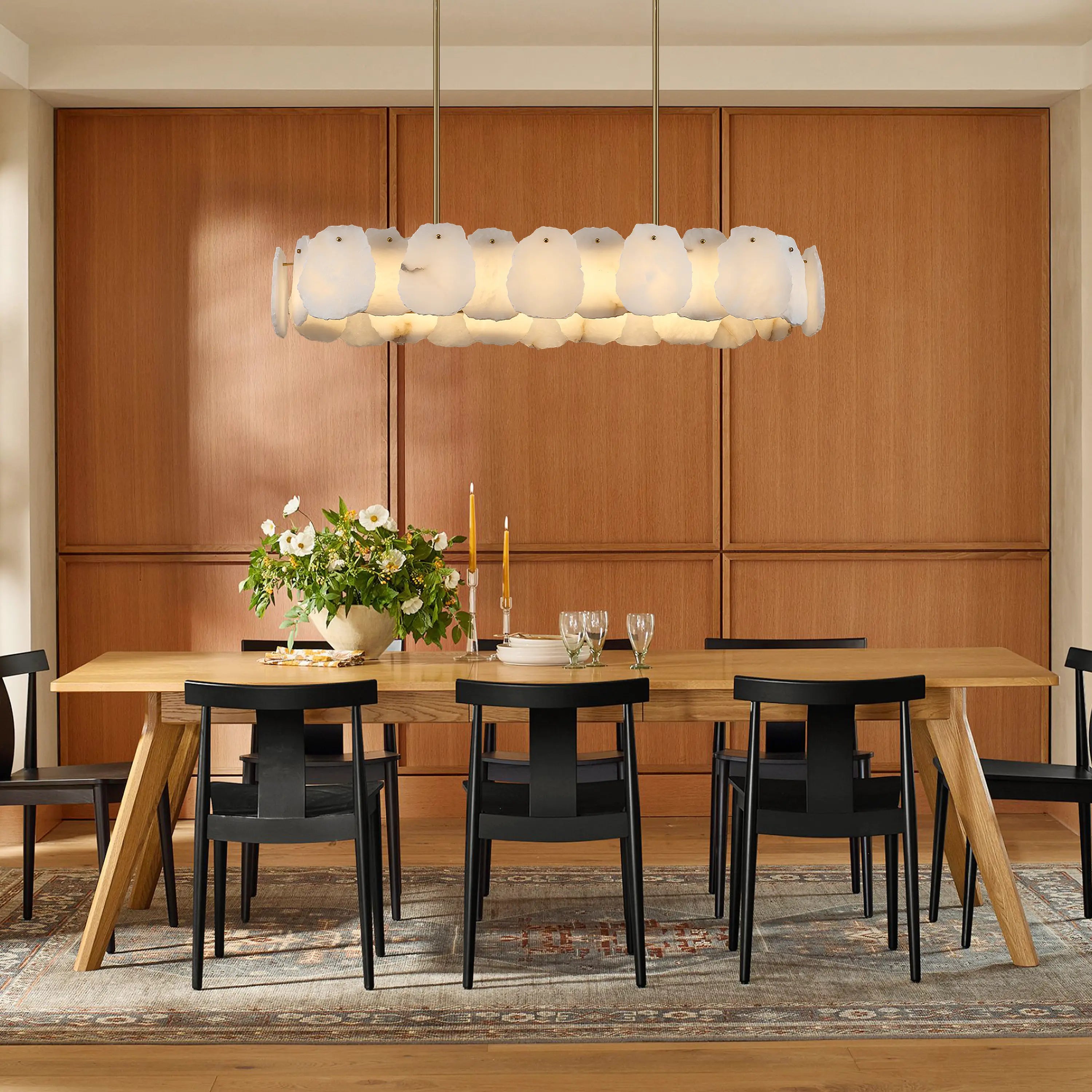 Moira Alabaster Oval Chandelier 43"W#Finish_Gold