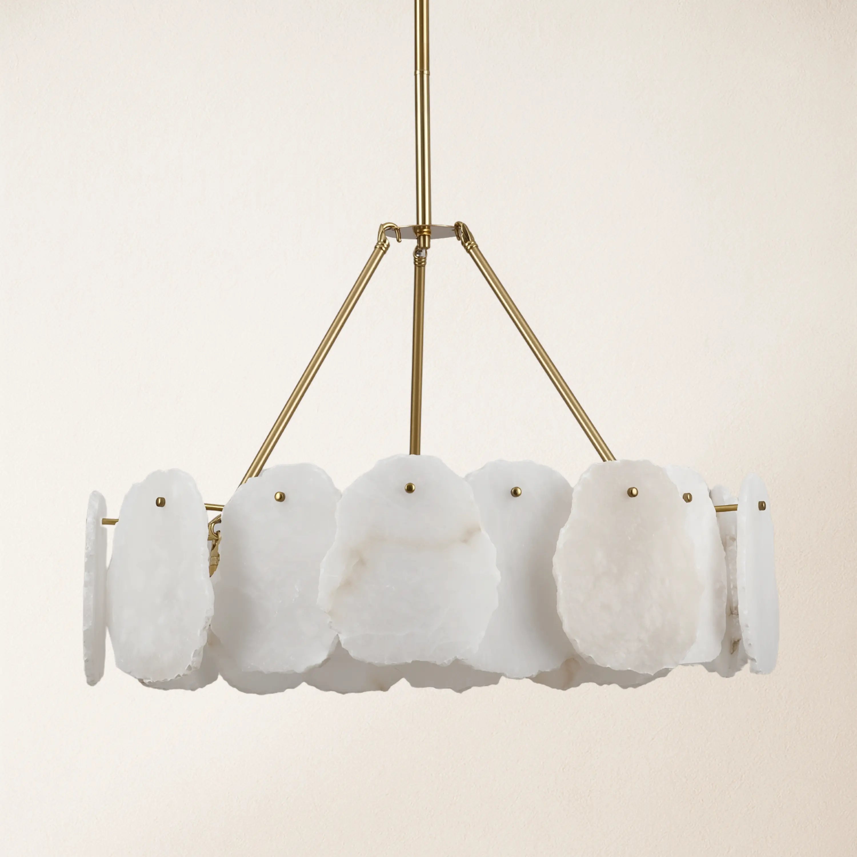 Moira Alabaster Round Chandelier 24"D#Finish_Gold