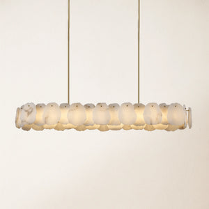 Moira Alabaster Oval Chandelier 58"W#Finish_Gold