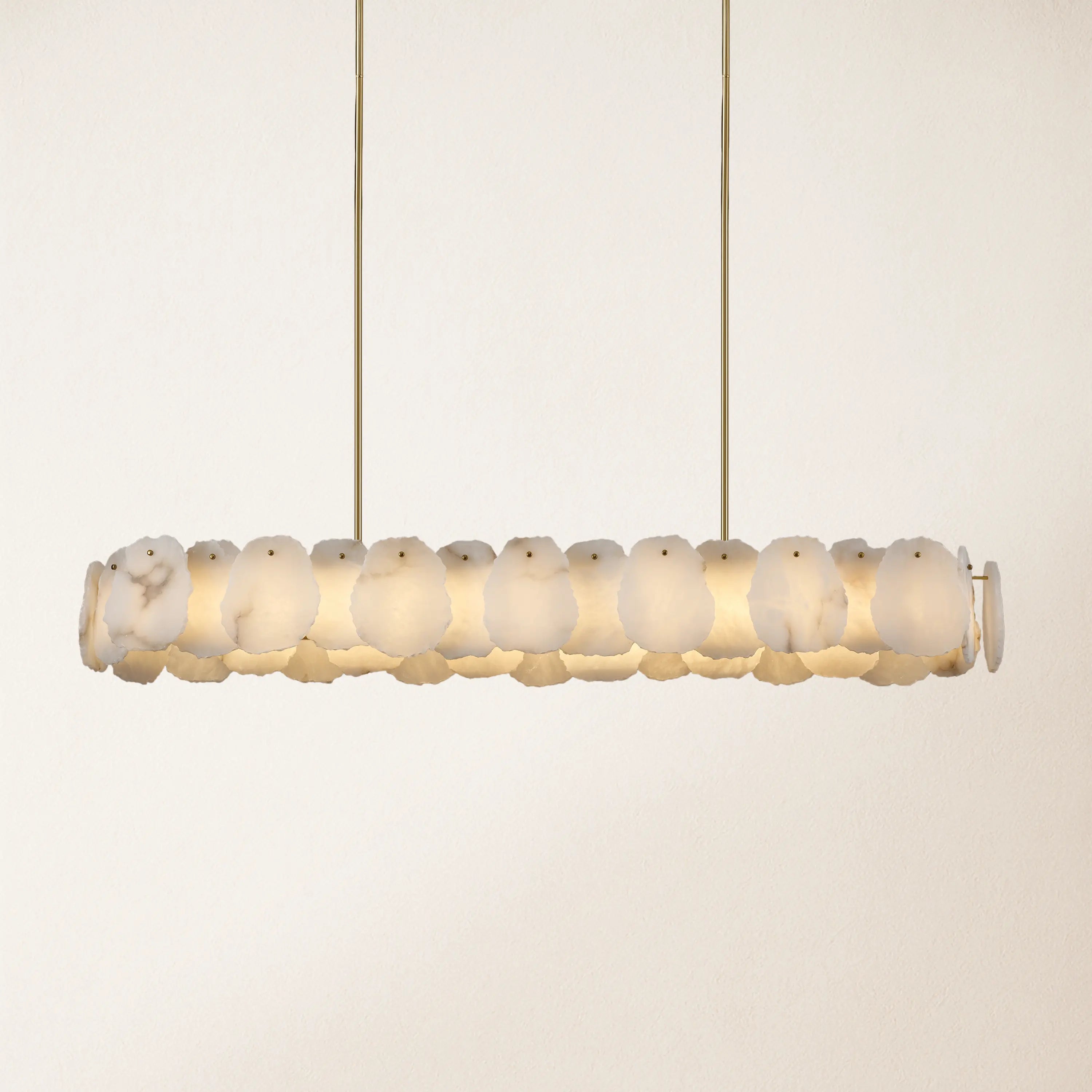 Moira Alabaster Oval Chandelier 58"W#Finish_Gold