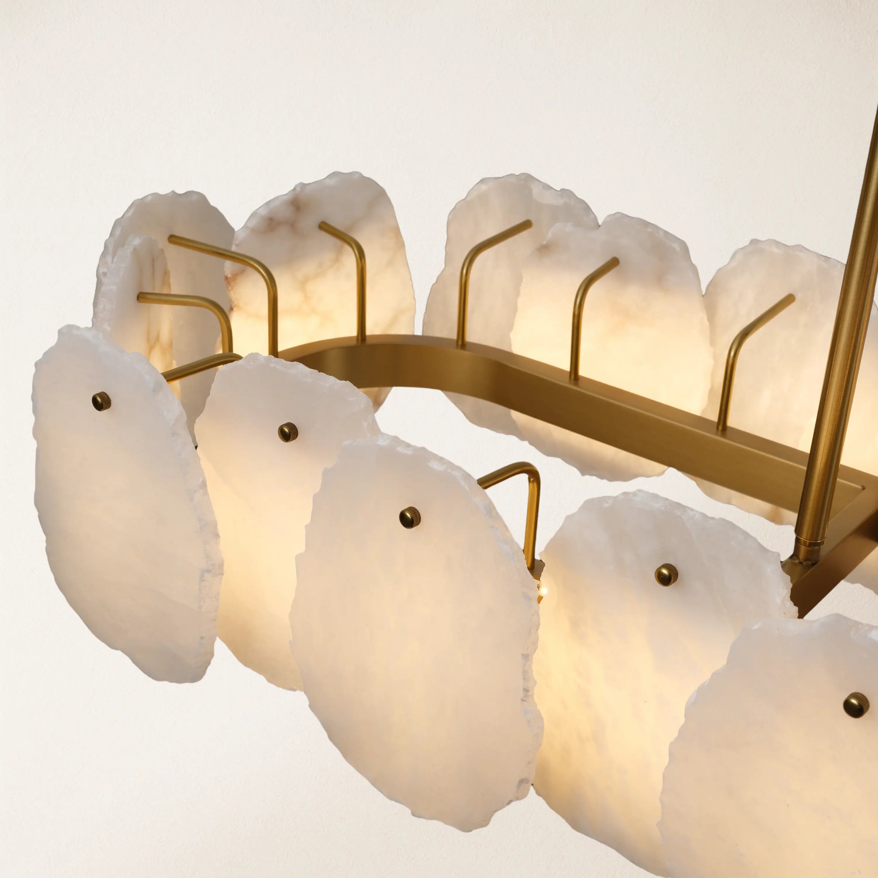 Moira Alabaster Oval Chandelier 58"W#Finish_Gold