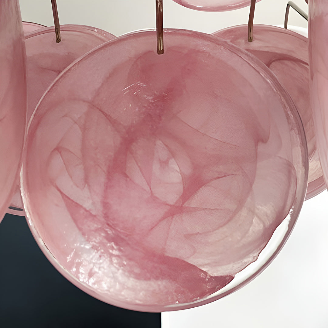 Murano Chandelier 36 Pink Disks - Zonesus
