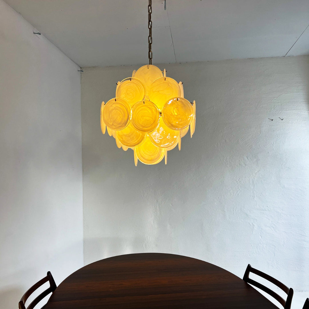 Murano Chandelier 36 White Disks - Zonesus