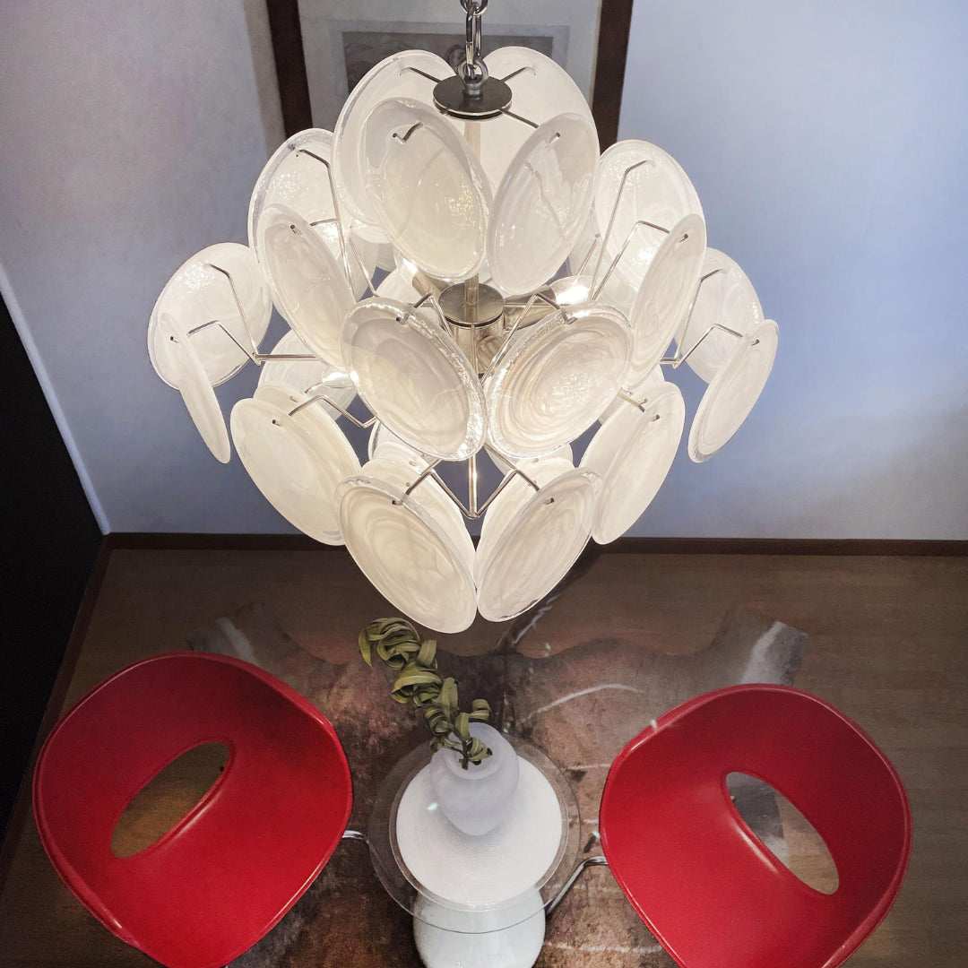 Murano Chandelier 36 White Disks - Zonesus
