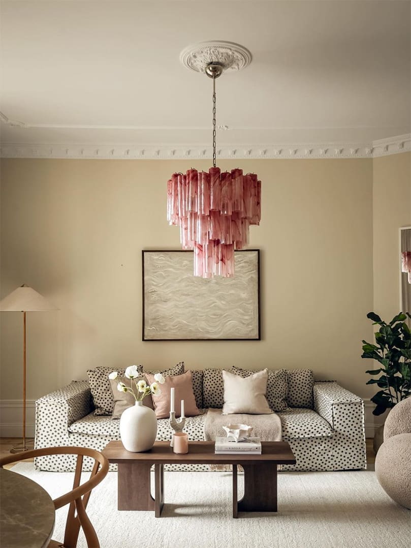 Murano Chandelier – 48 tubes – Alabaster Pink - Zonesus