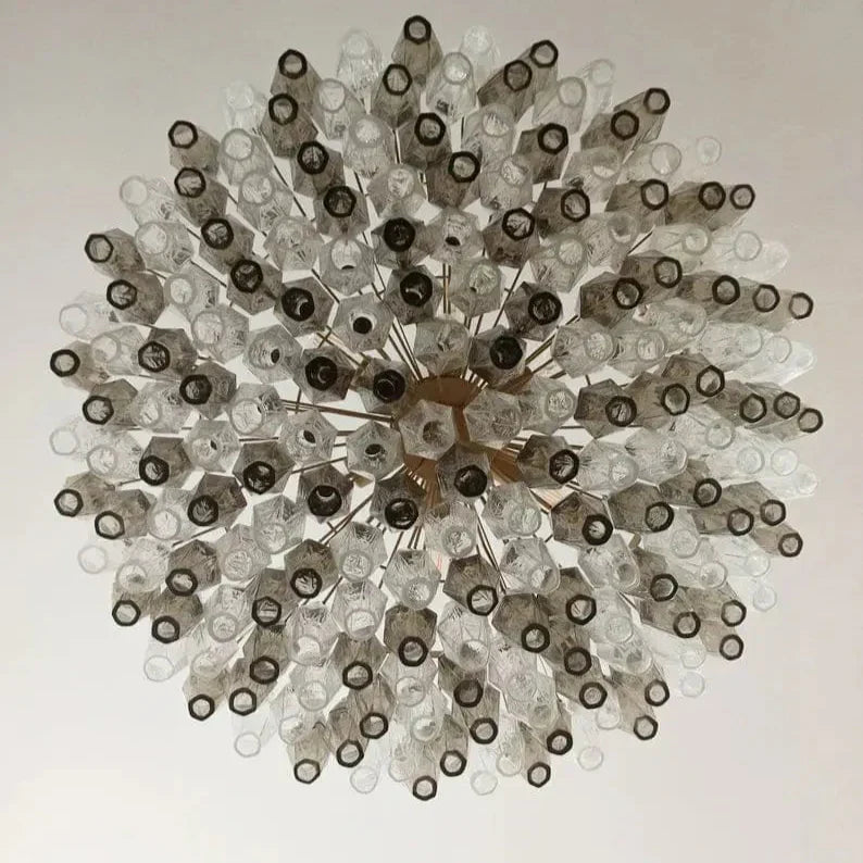 Murano Chandelier – Poliedri – 185 glass – Smoked/Transparent - Zonesus