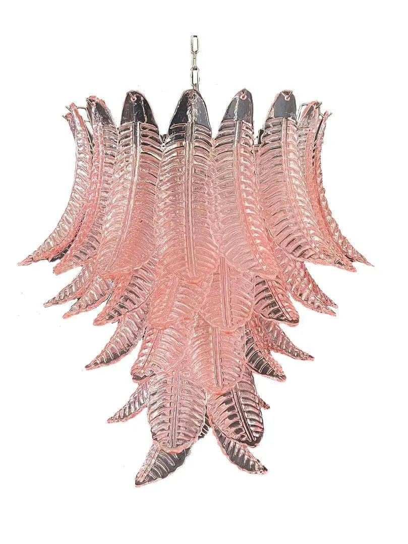 Murano Chandelier – 52 glass leaves – Pink - Zonesus