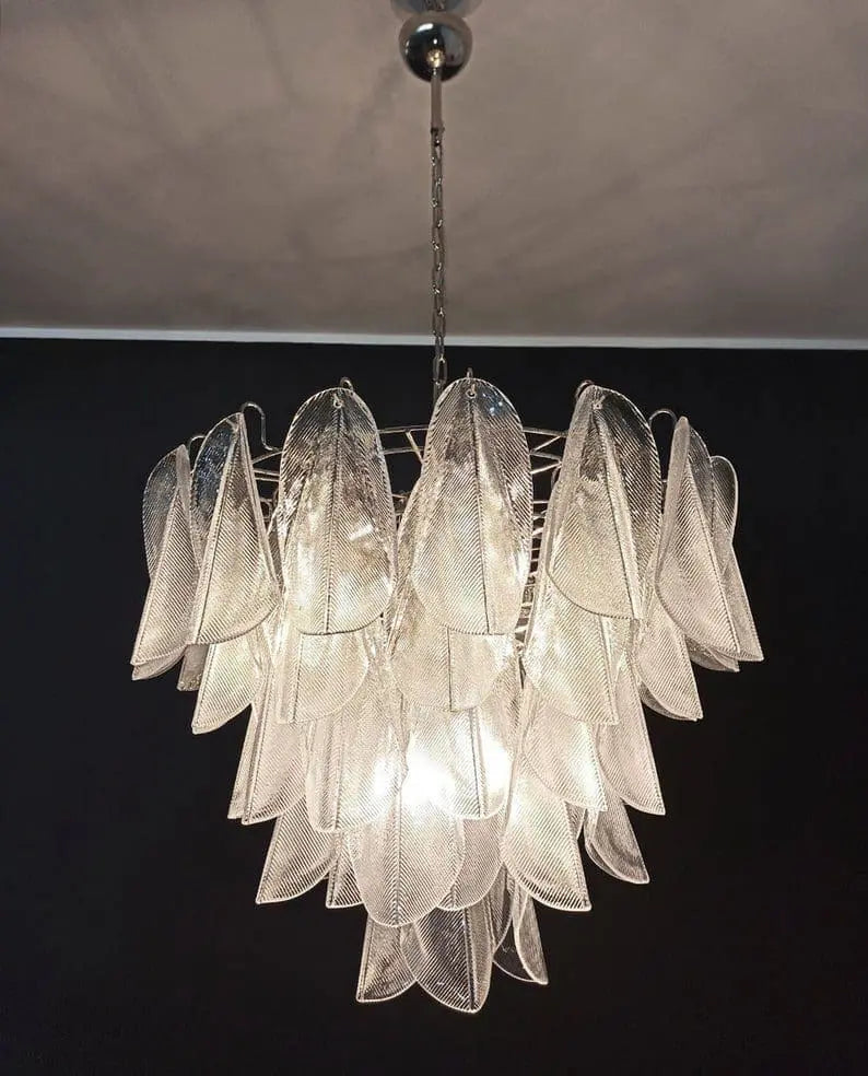 Murano Chandelier – Rondini – 57 glass leaves – Transparent - Zonesus