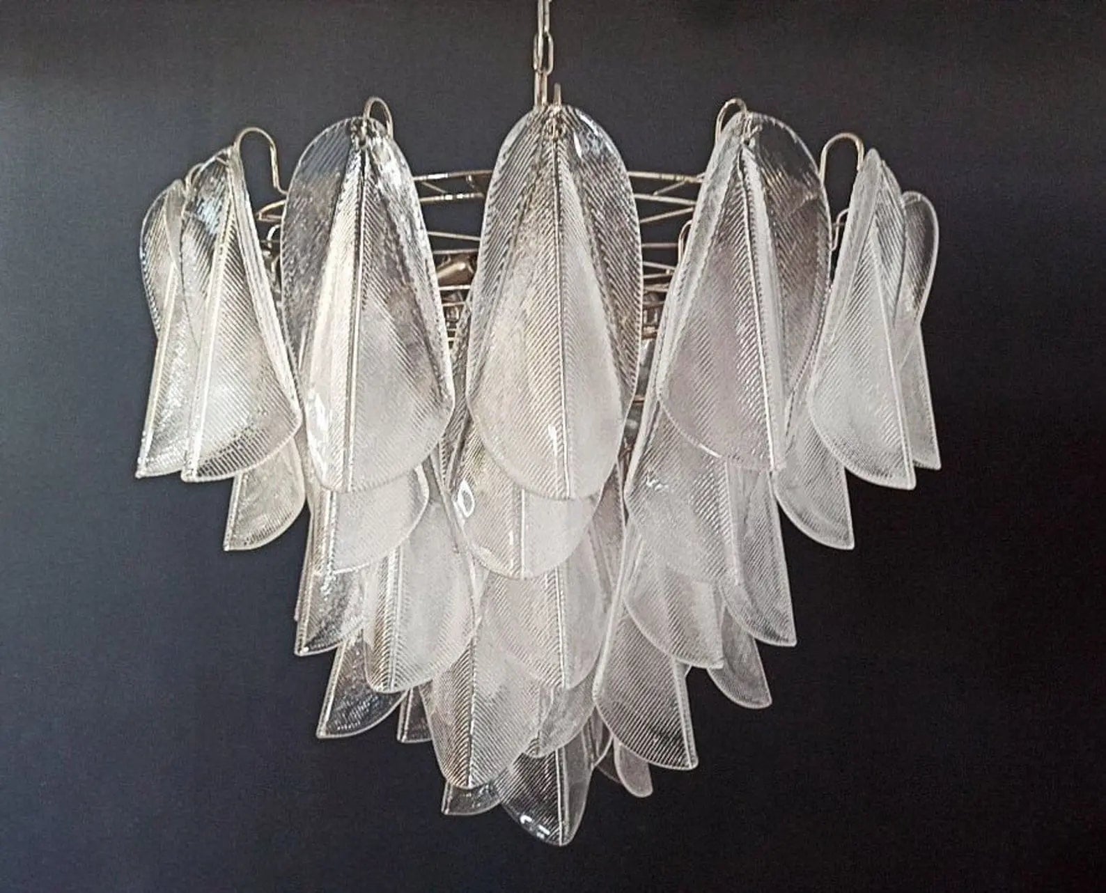 Murano Chandelier – Rondini – 57 glass leaves – Transparent - Zonesus