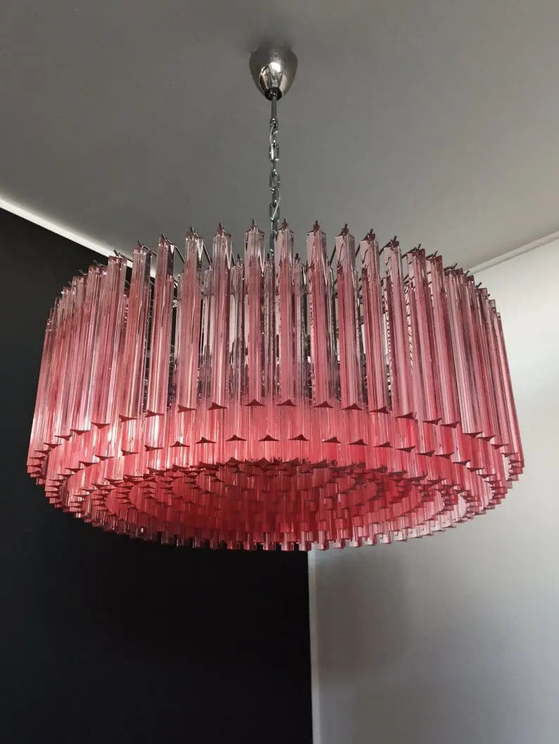 Murano Chandelier – Triedri – 391 prisms – Pink - Zonesus