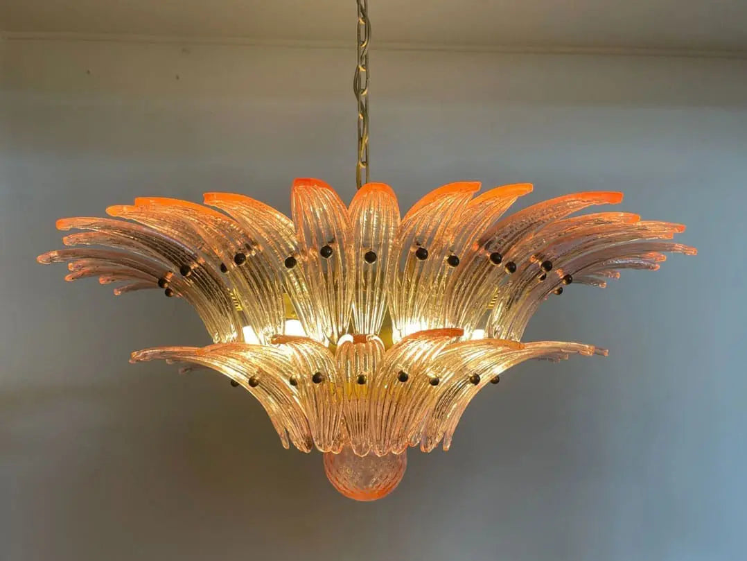 Murano Chandelier – Palmette – 58 glass – Pink - Zonesus