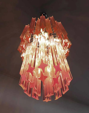 Murano Chandelier – Quadriedri – 46 prisms – Pink - Zonesus