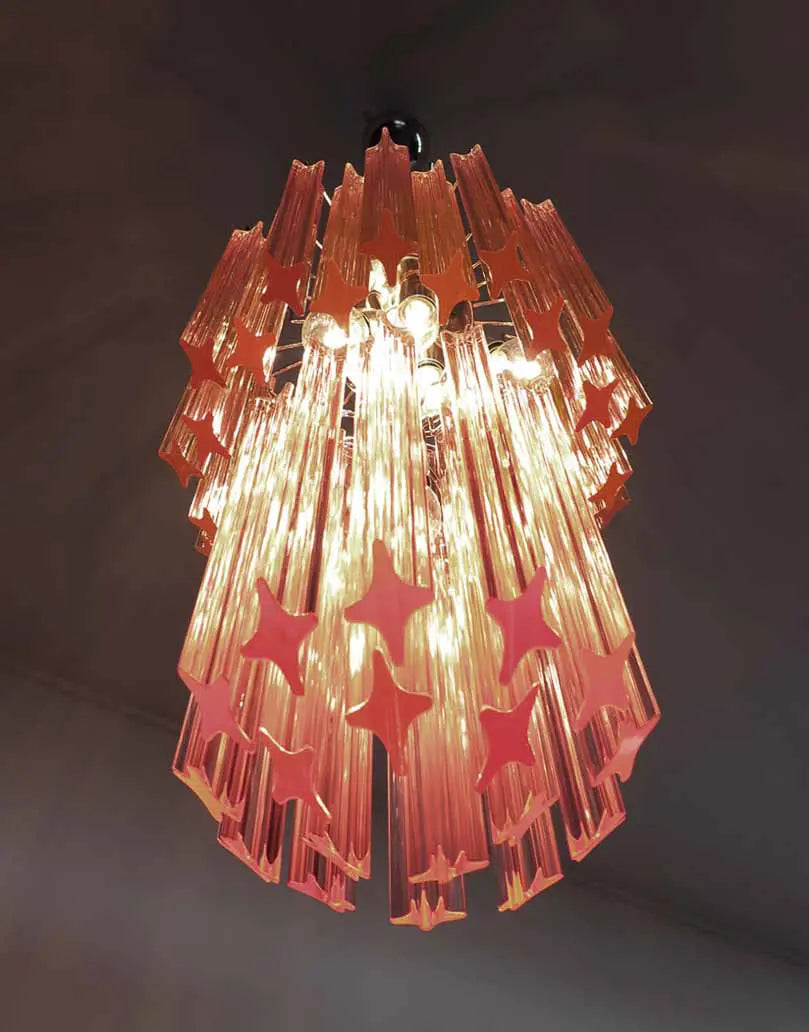Murano Chandelier – Quadriedri – 46 prisms – Pink - Zonesus