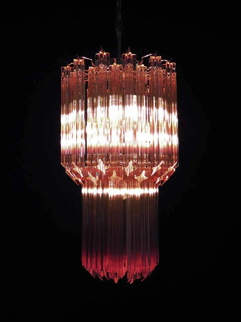 Murano Chandelier – Quadriedri – 46 prisms – Pink - Zonesus