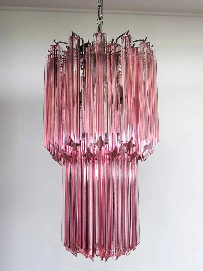 Murano Chandelier – Quadriedri – 46 prisms – Pink - Zonesus