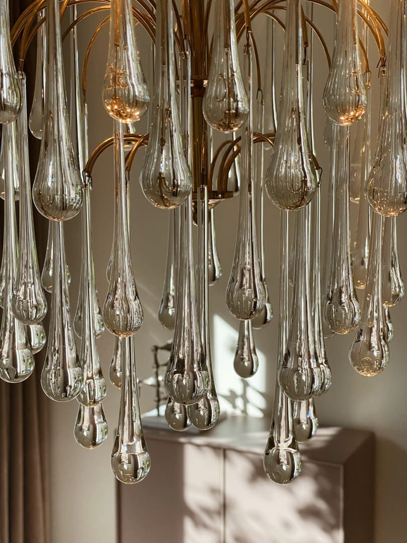 Vintage – Murano chandelier – Teardrop – 68 drops – Clear - Zonesus