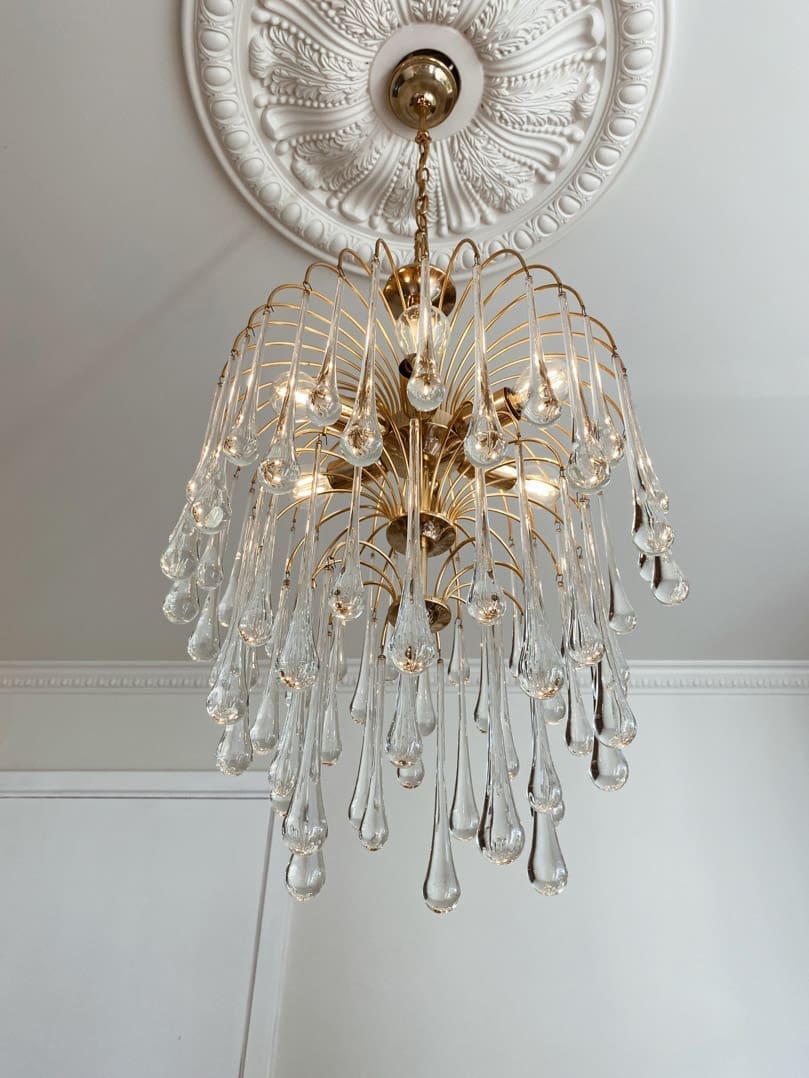 Vintage – Murano chandelier – Teardrop – 68 drops – Clear - Zonesus