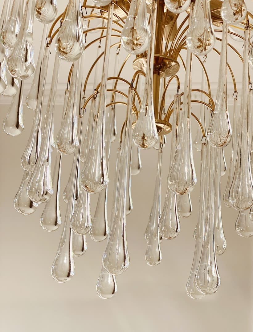 Vintage – Murano chandelier – Teardrop – 68 drops – Clear - Zonesus
